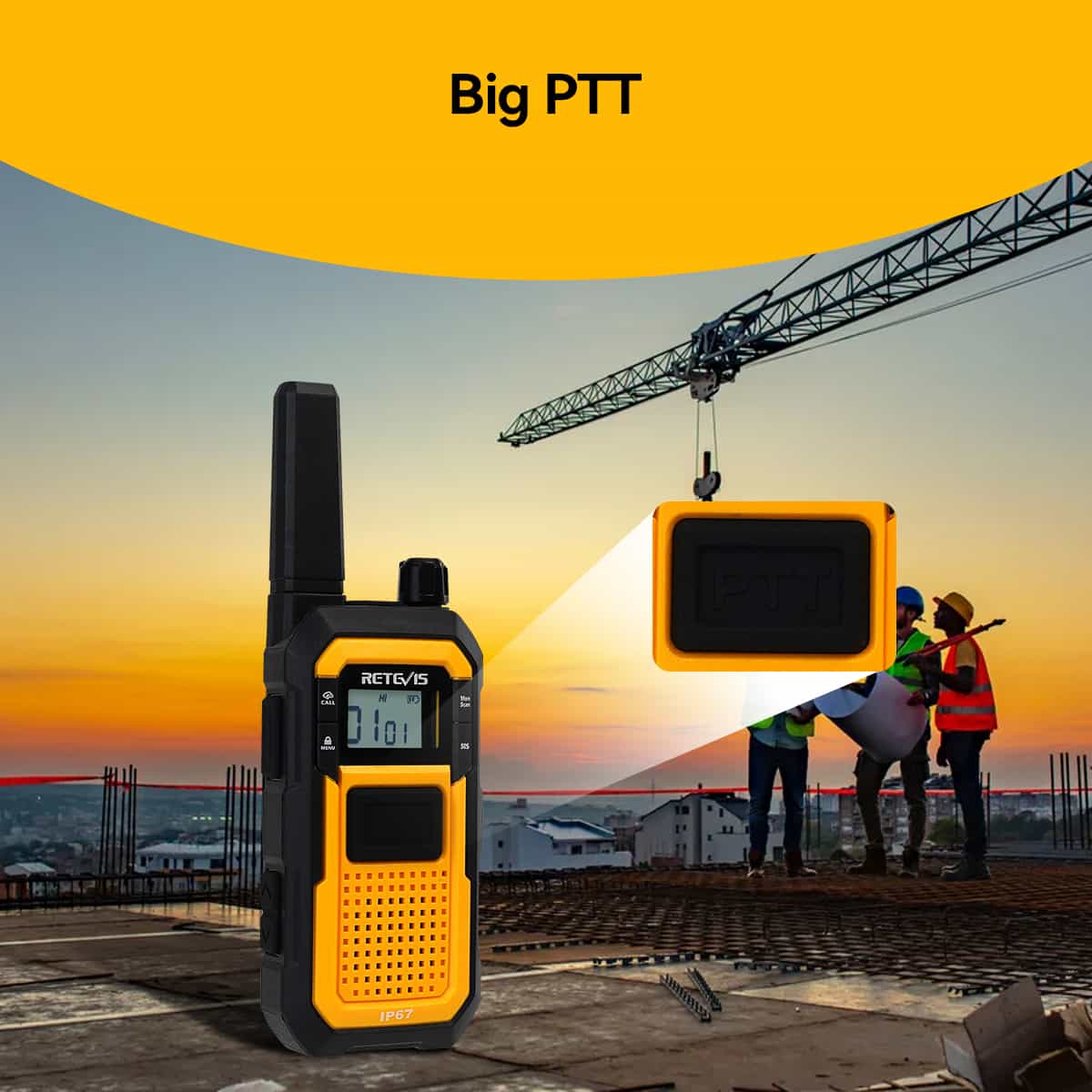 Retevis RB48 Premium Heavy Duty Full Power License Free Construction Job-site Two Way Walkie Talkie Radio