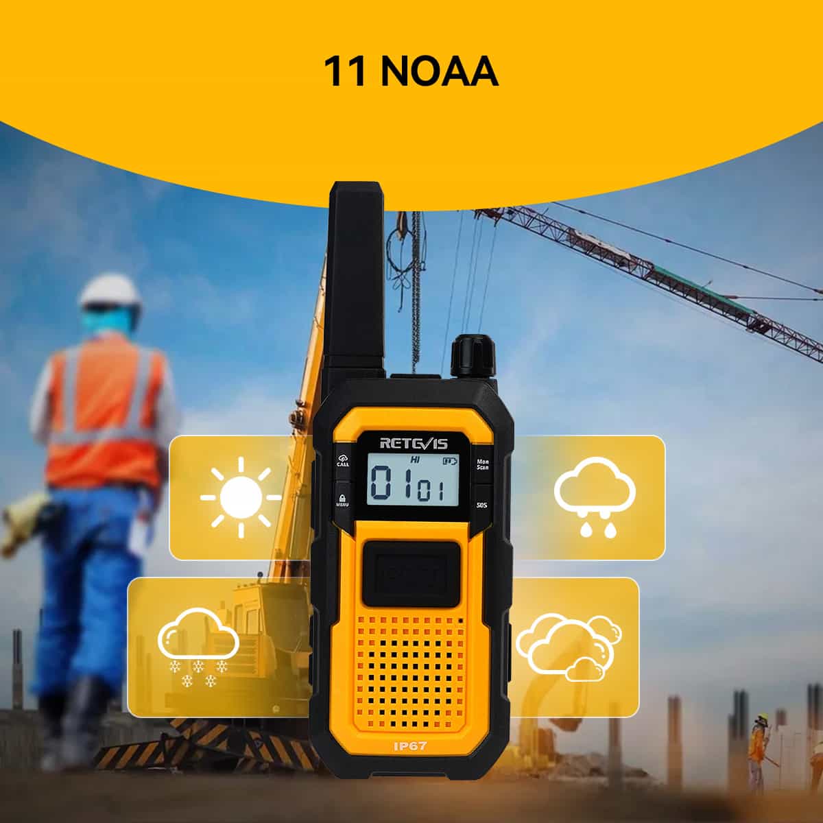 Retevis RB48 Premium Heavy Duty Full Power License Free Construction Job-site Two Way Walkie Talkie Radio