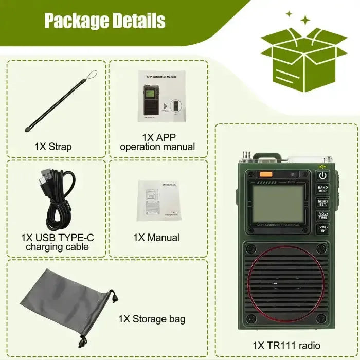 Retevis Retekess TR111 AM / FM / SW / VHF DSP Pocket Radio (App Control)