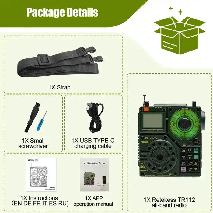 Retevis Retekess TR112 Air Band / Multi-Band Radio with App Control
