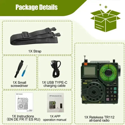 Retevis Retekess TR112 Air Band / Multi-Band Radio with App Control