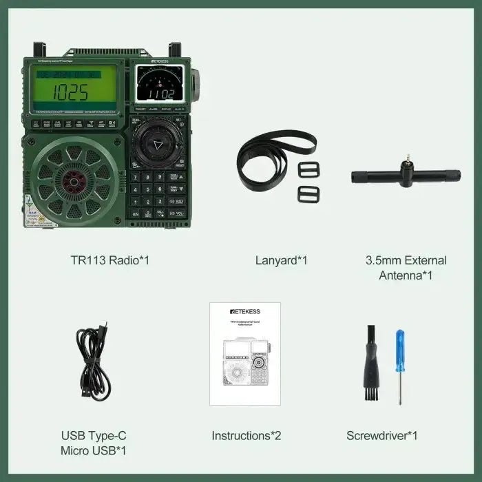 Retevis Retekess TR113 AM / FM / SSB / SW / MW / VHF / UHF Radio Scanner Receiver