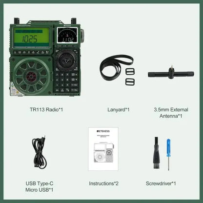 Retevis Retekess TR113 AM / FM / SSB / SW / MW / VHF / UHF Radio Scanner Receiver