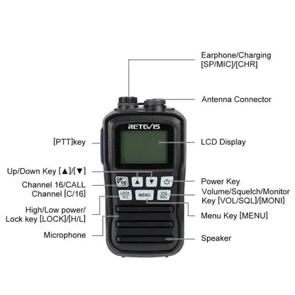 Retevis RM01 Floating VHF Marine Radio (3W, IP67 Waterproof)