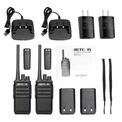 Retevis RT17 Premium GMRS License Free Business Hospitality Retail Restaurant Two Way Walkie Talkie Radio - 2 Pack
