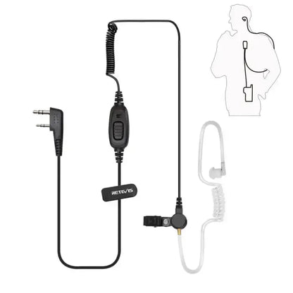 Retevis Covert "Secret Service" Air Tube Earpiece Microphone (K1 2-Pin)